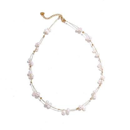 Freshwater pearl chain necklace bracelet set - product image