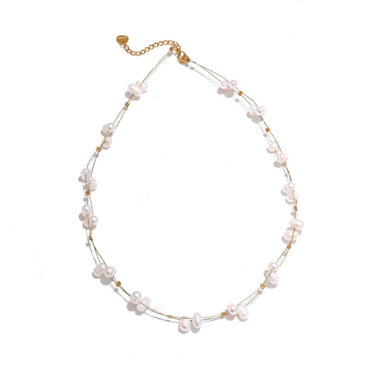 Freshwater pearl chain necklace bracelet set - product image