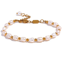 Freshwater Pearl Charm Modern Bangle Bracelet