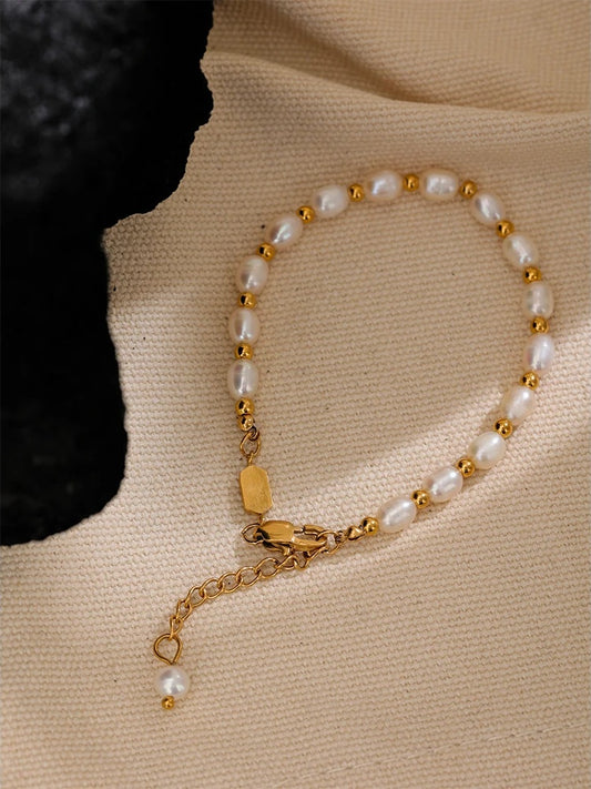 Freshwater pearl charm modern bangle bracelet - product image