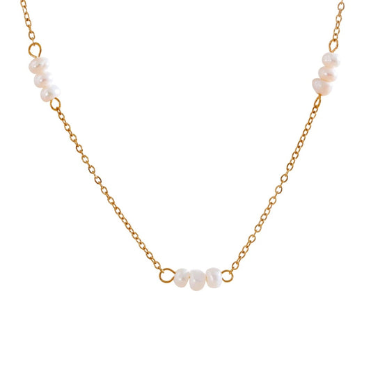 Freshwater pearl link chain collar party necklace - product image