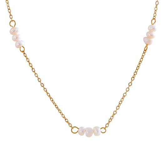 Freshwater pearl link chain collar party necklace - product image