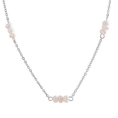 Freshwater pearl link chain collar party necklace - product image