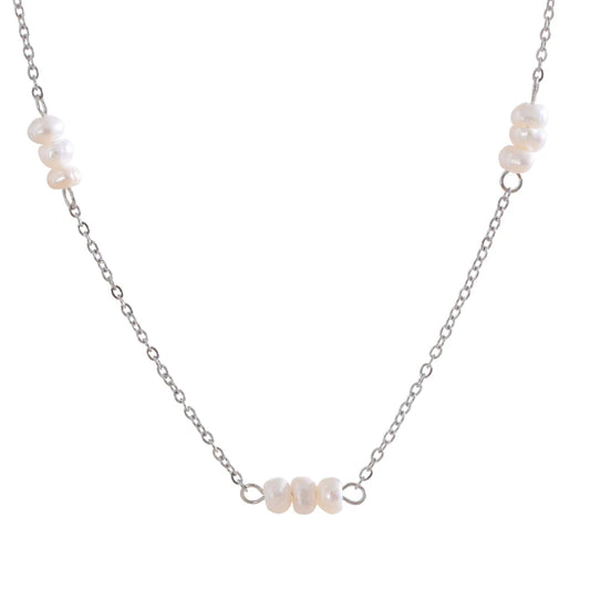 Freshwater pearl link chain collar party necklace - product image