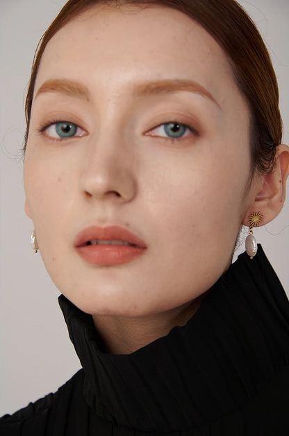 Freshwater pearl sun celestial contemporary drop earrings - product image
