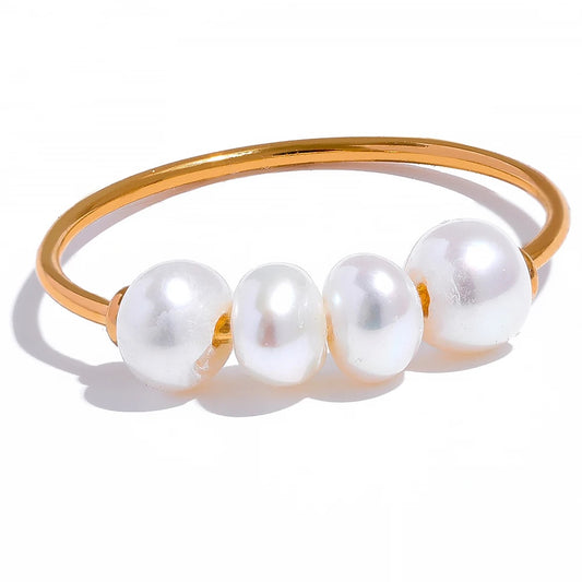 Freshwater pearl thin index finger ring - product image