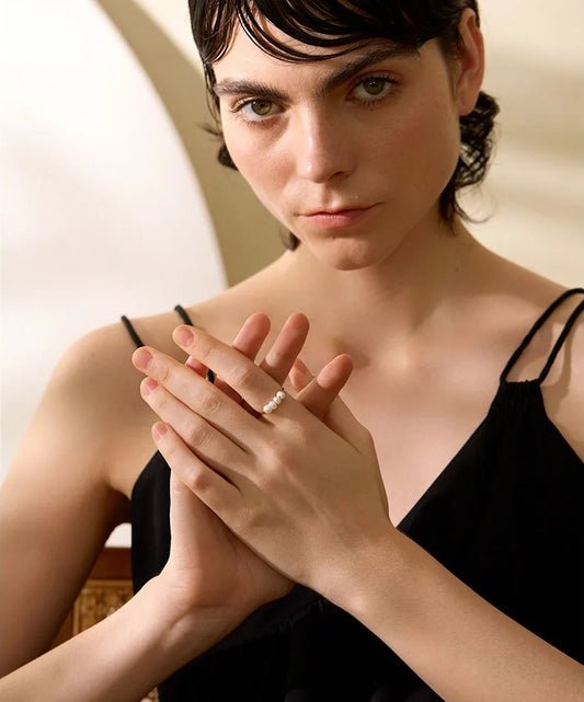 Freshwater pearl thin index finger ring - product image