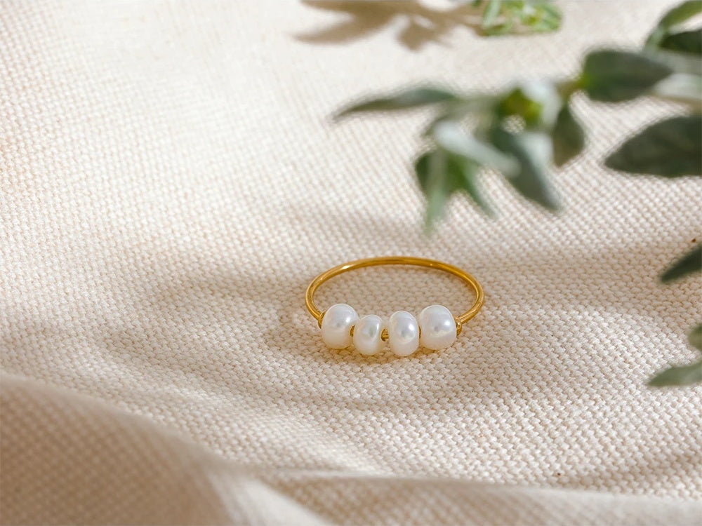 Freshwater pearl thin index finger ring - product image
