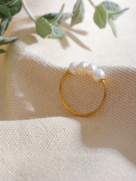 Freshwater pearl thin index finger ring - product image