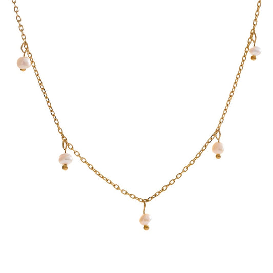 Freshwater pearls link chain minimalist necklace - product image
