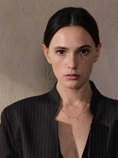 Freshwater pearls link chain minimalist necklace - product image