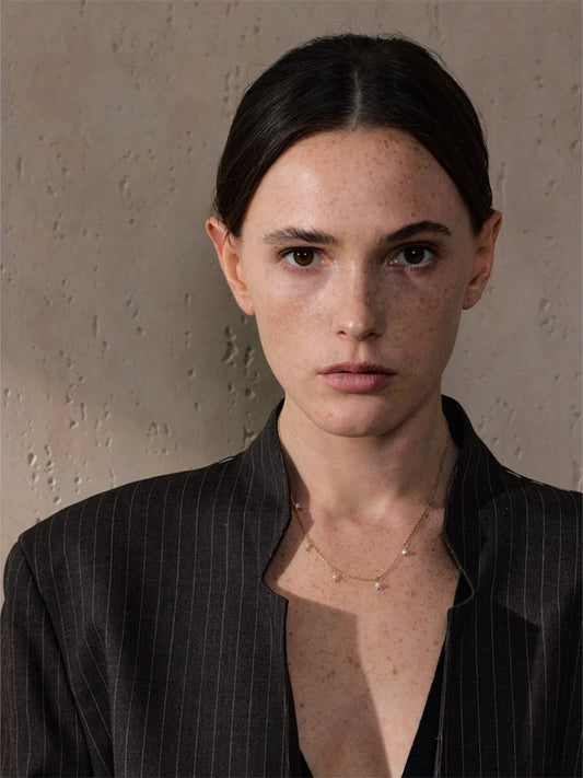 Freshwater pearls link chain minimalist necklace - product image