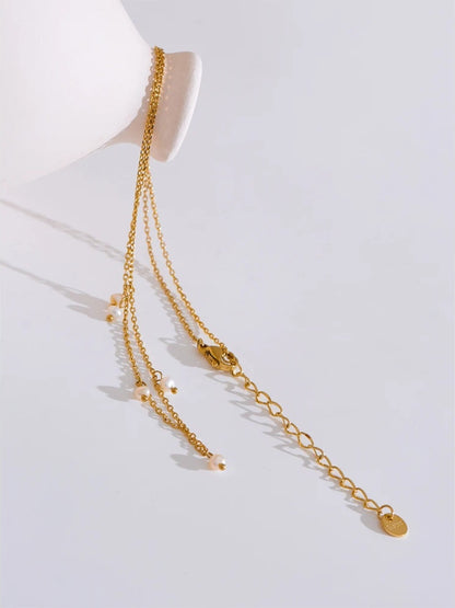 Freshwater pearls link chain minimalist necklace - product image