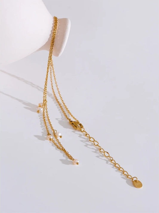 Freshwater pearls link chain minimalist necklace - product image