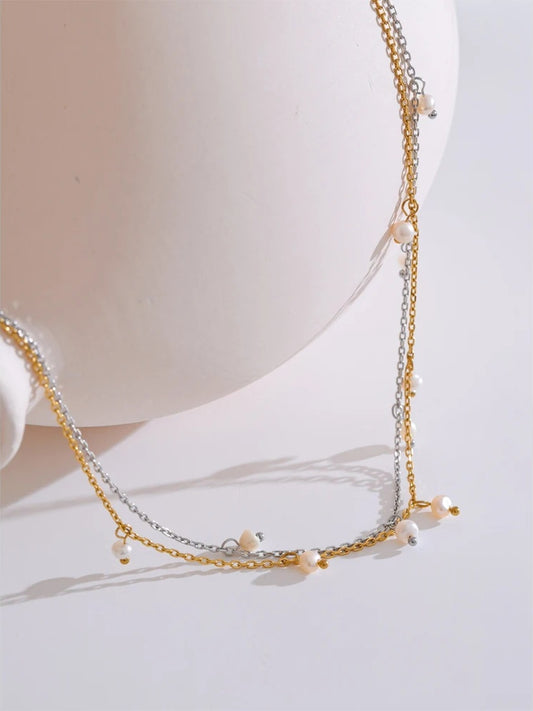 Freshwater pearls link chain minimalist necklace - product image