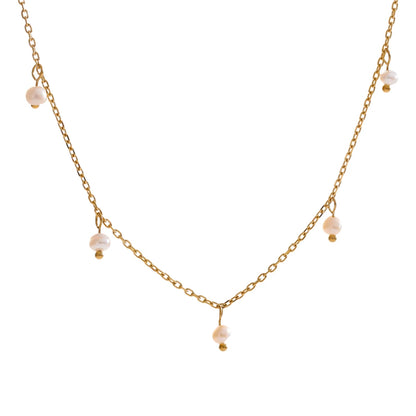 Freshwater pearls link chain minimalist necklace - product image