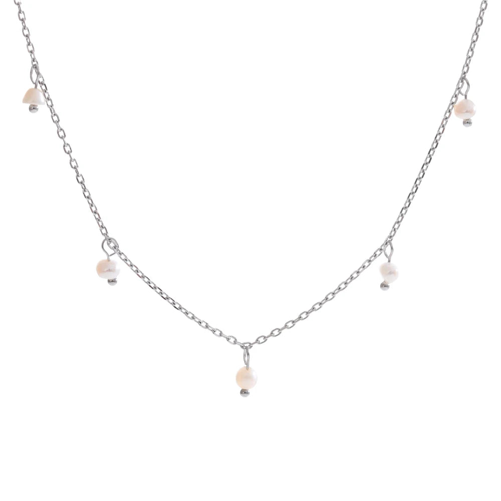 Freshwater pearls link chain minimalist necklace - product image