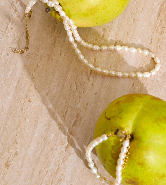 Freshwater pearls necklace bracelet set classic gift - product image