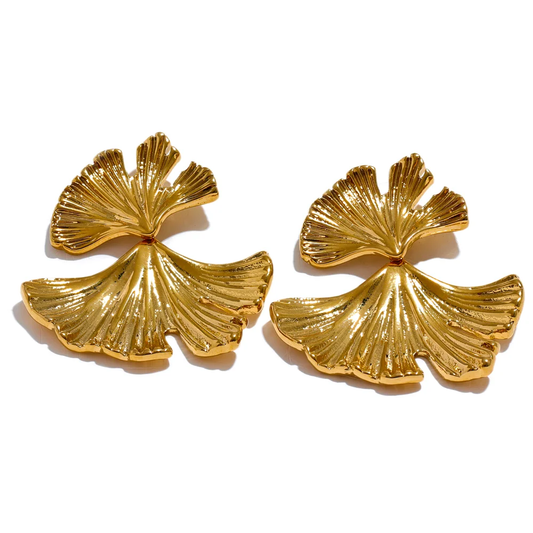 Ginkgo leaf drop earrings trendy women - product image