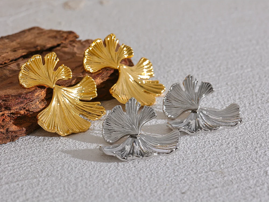Ginkgo leaf drop earrings trendy women - product image