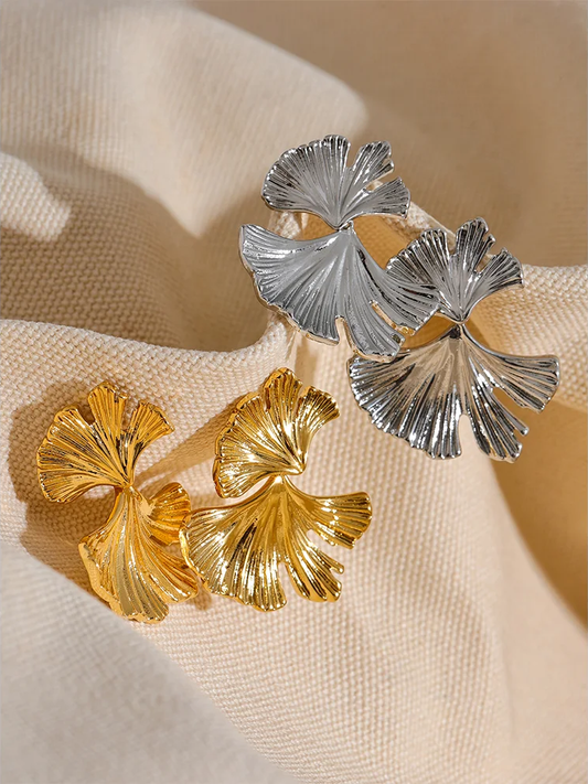 Ginkgo leaf drop earrings trendy women - product image