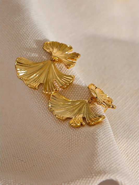 Ginkgo leaf drop earrings trendy women - product image