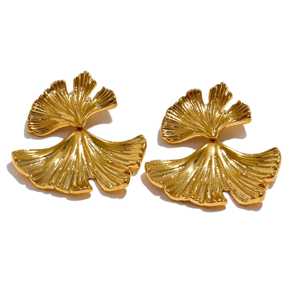Ginkgo leaf drop earrings trendy women - product image