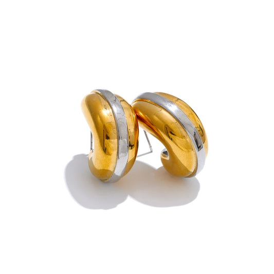 Glossy c-shape abstract waterproof earrings - product image