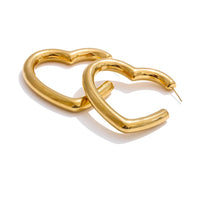 Glossy Heart Hollow Hoop Earrings