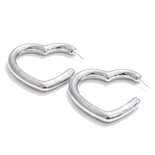 Glossy heart hollow hoop earrings - product image