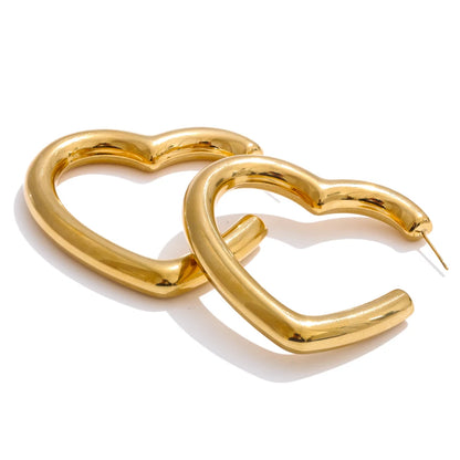 Glossy heart hollow hoop earrings - product image