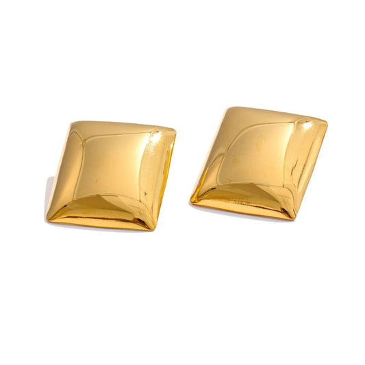 Glossy smooth rectangle stud earrings - product image