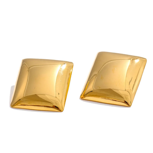 Glossy smooth rectangle stud earrings - product image
