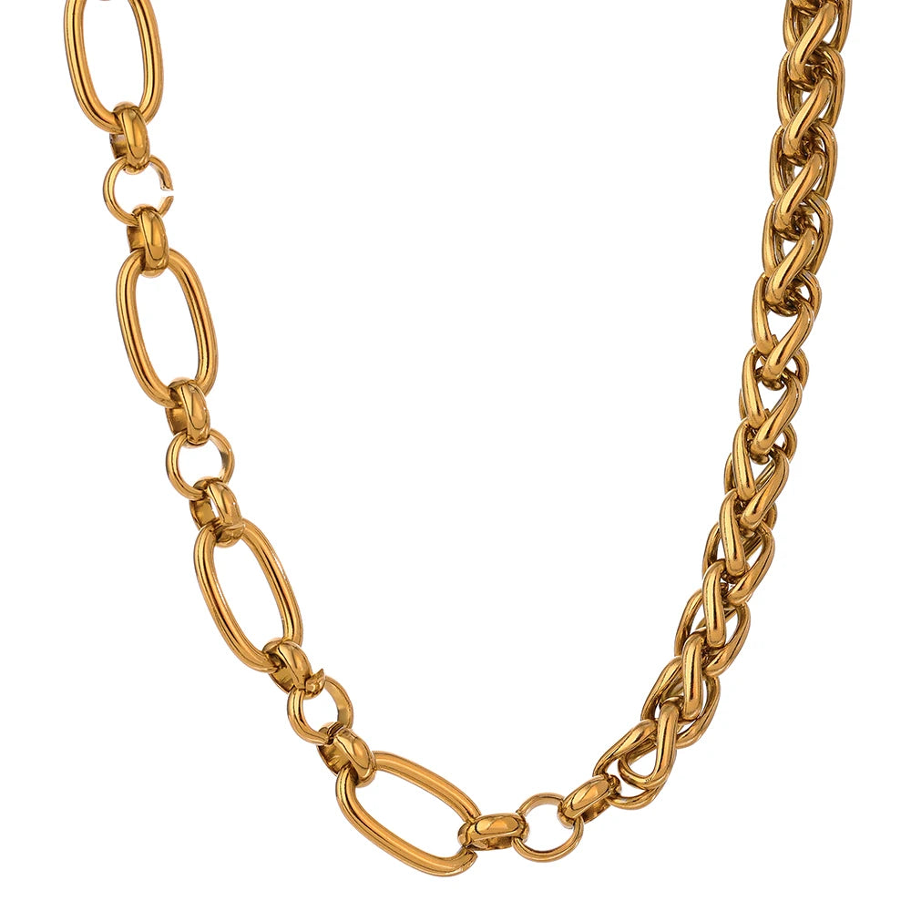 Glossy thick chunky chain collar necklace - product image