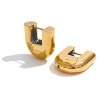 Glossy U-Shape Hollow Hoop Earrings
