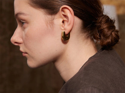 Glossy u-shape hollow hoop earrings - product image