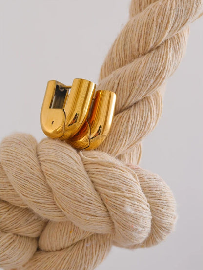 Glossy u-shape hollow hoop earrings - product image