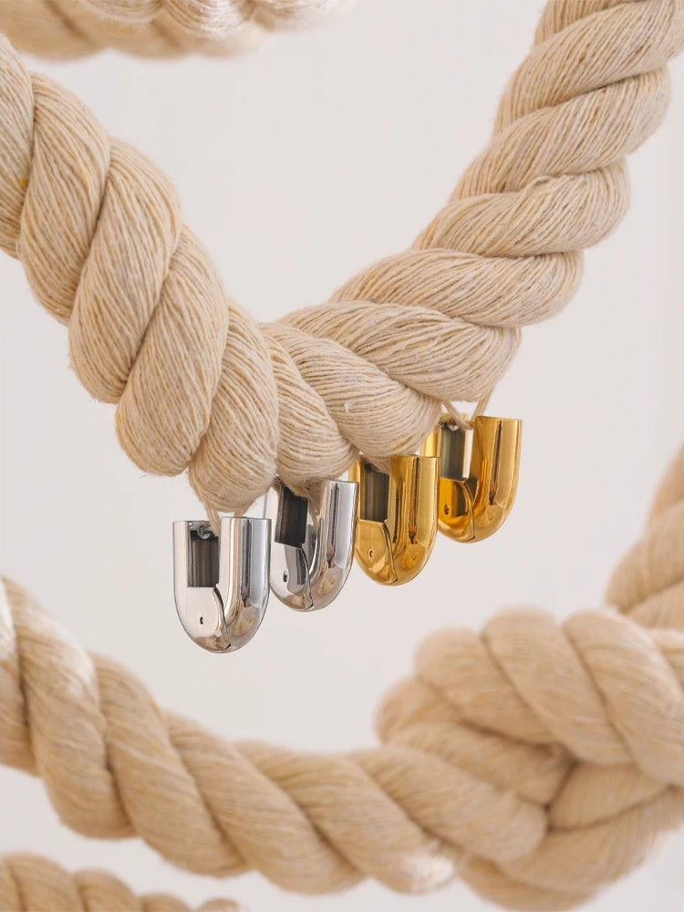 Glossy u-shape hollow hoop earrings - product image