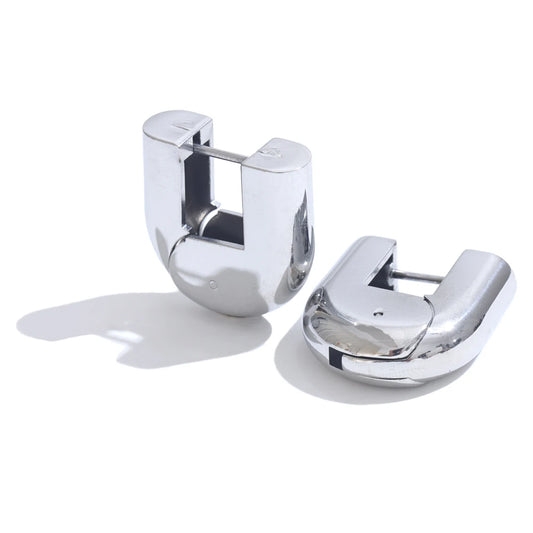 Glossy u-shape hollow hoop earrings - product image