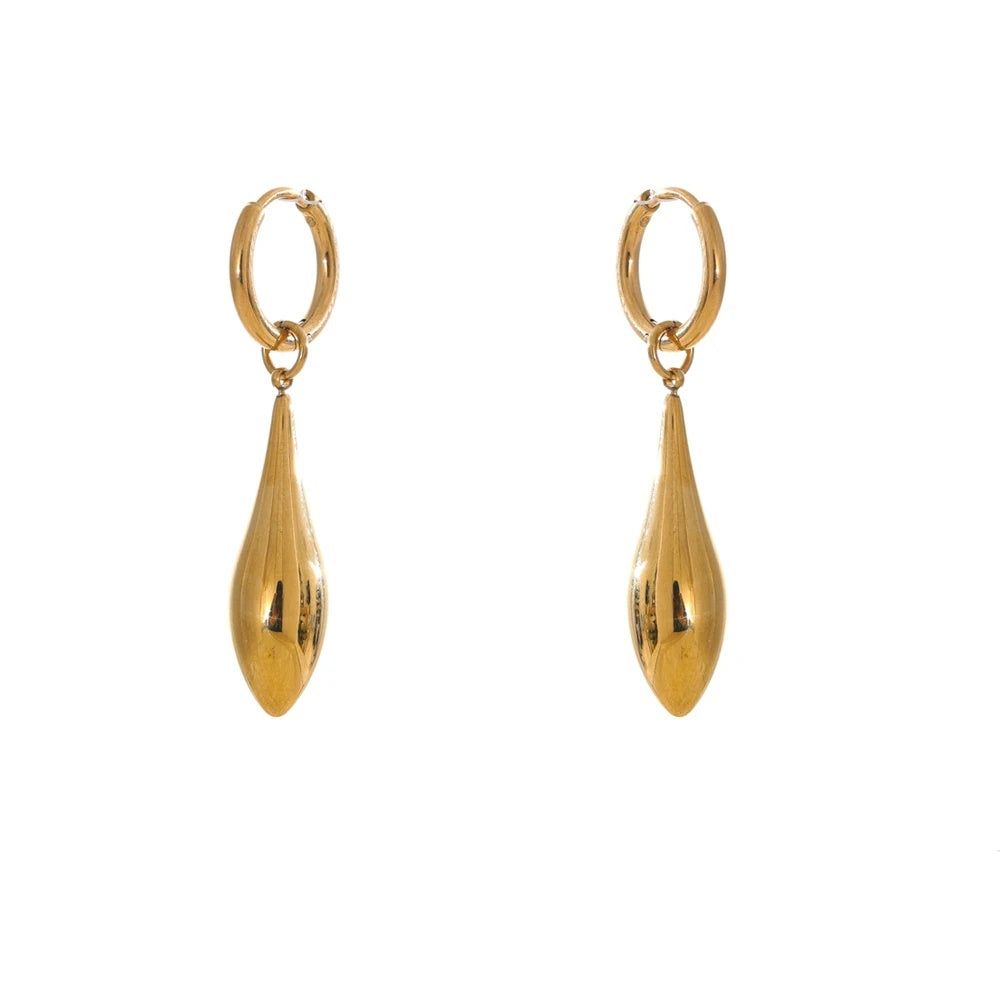 Glossy water drop dangle hoop minimalist earrings - product image