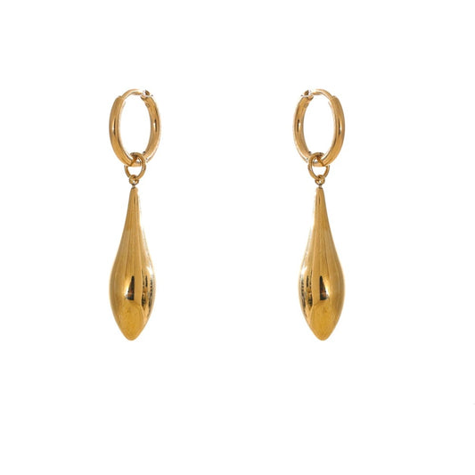 Glossy water drop dangle hoop minimalist earrings - product image