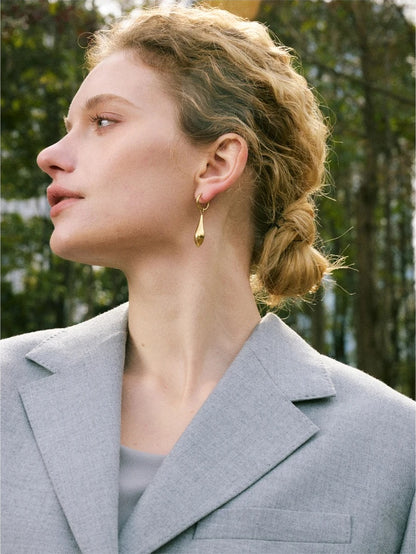 Glossy water drop dangle hoop minimalist earrings - product image
