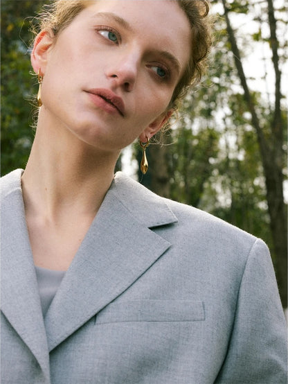 Glossy water drop dangle hoop minimalist earrings - product image