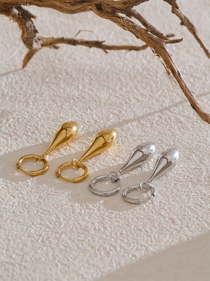 Glossy water drop dangle hoop minimalist earrings - product image