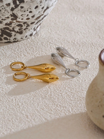 Glossy water drop dangle hoop minimalist earrings - product image
