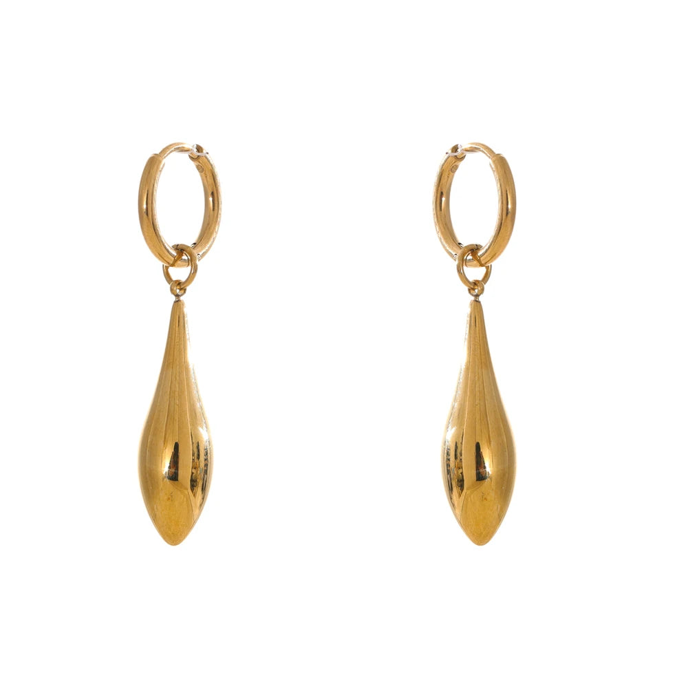 Glossy water drop dangle hoop minimalist earrings - product image