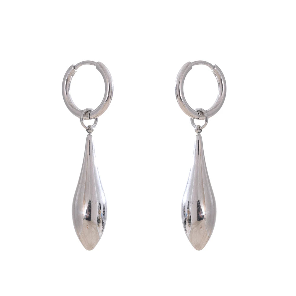 Glossy water drop dangle hoop minimalist earrings - product image
