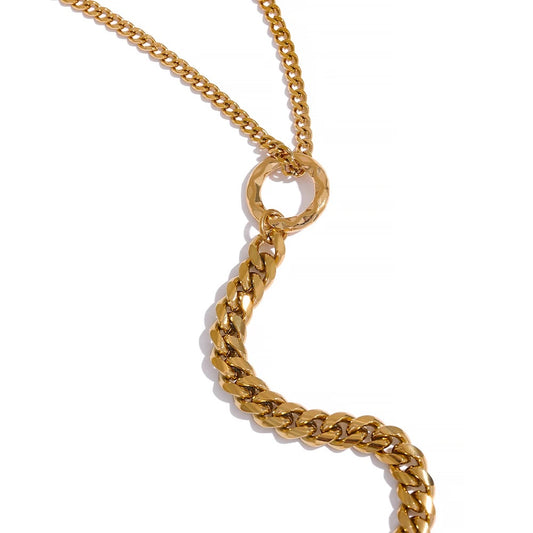 Gold color chain statement torques round necklace - product image