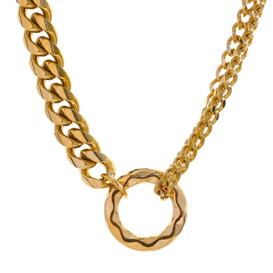 Gold color chain statement torques round necklace - product image