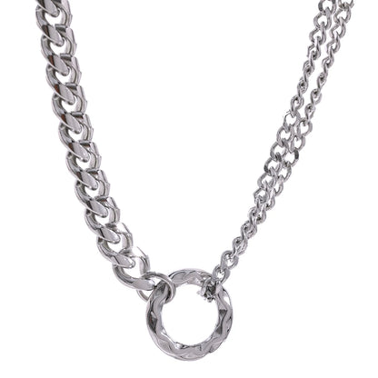 Gold color chain statement torques round necklace - product image